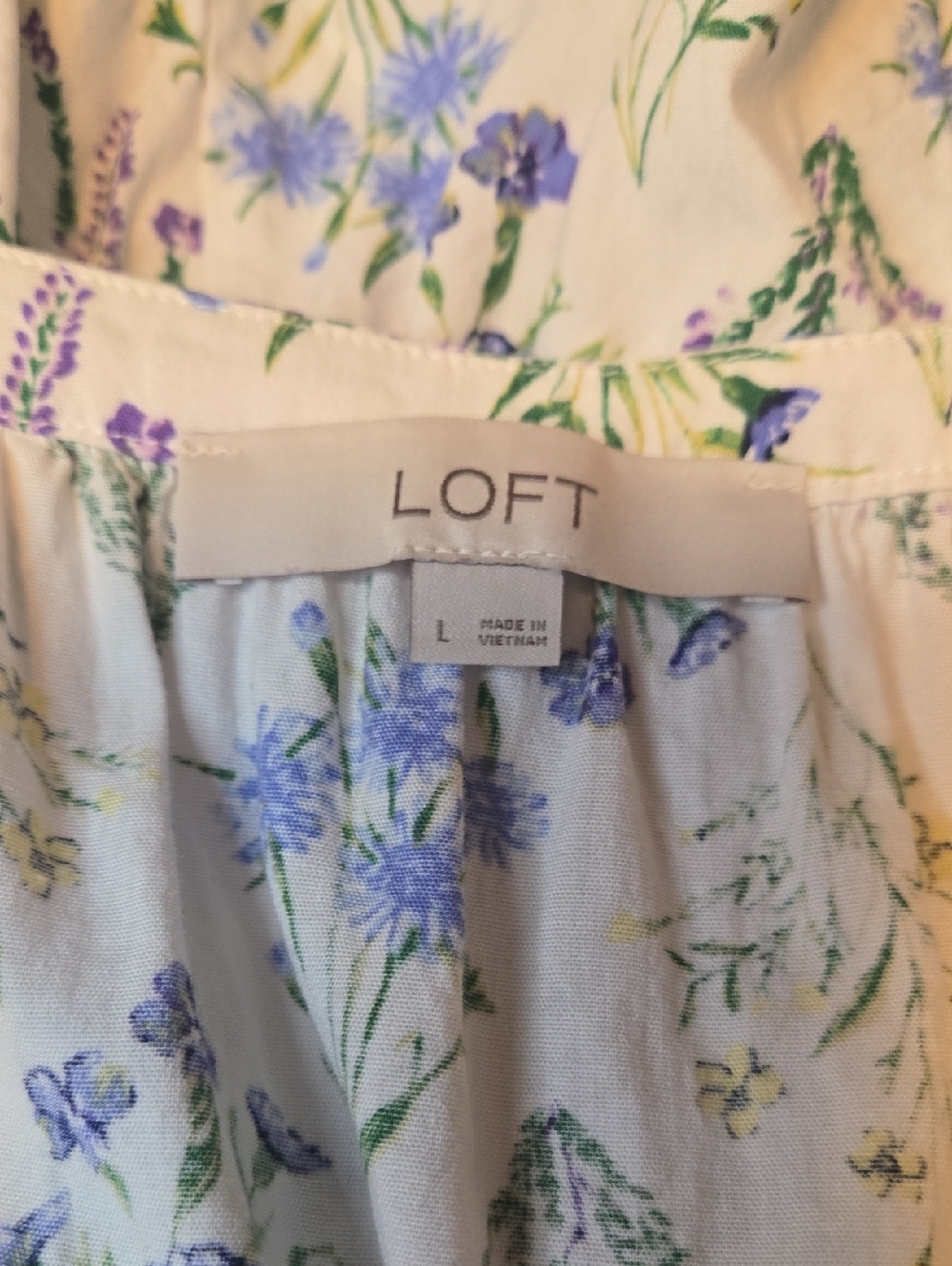 LOFT White Maxi Dress with Blue and Green Floral Print - Picture 8 of 9
